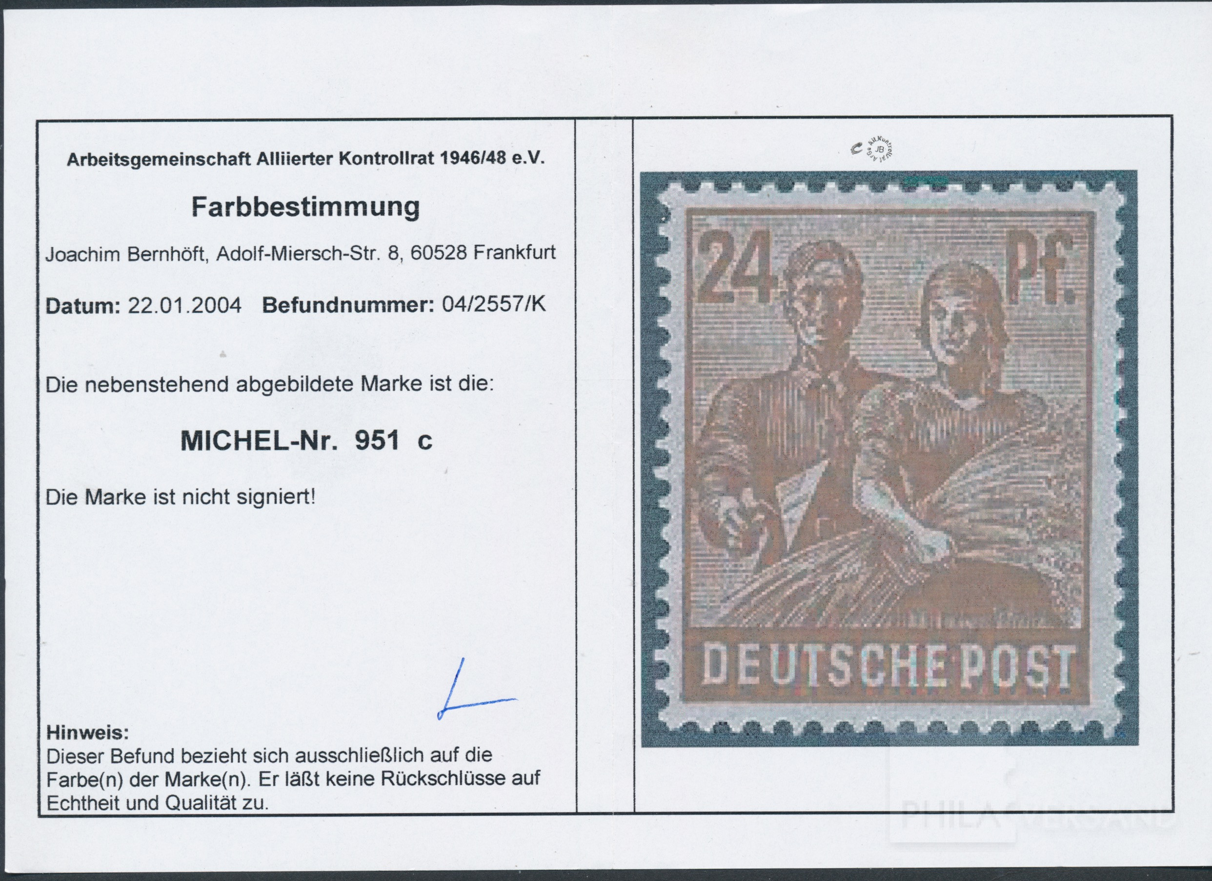 Arbeiter 1947  | Michel-Nr. 951 c | postfrisch