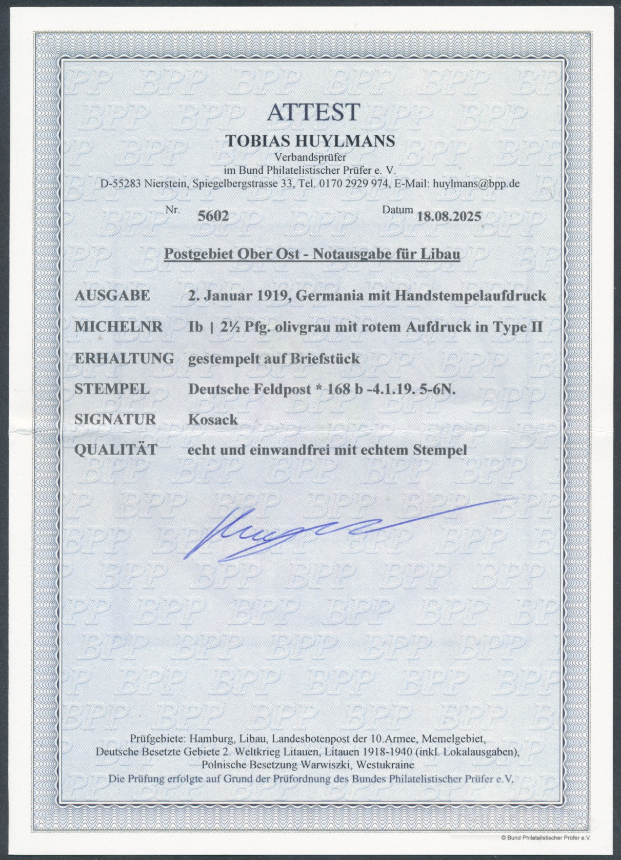 Libau local issue 1919  | Michel-No. Libau I b | piece