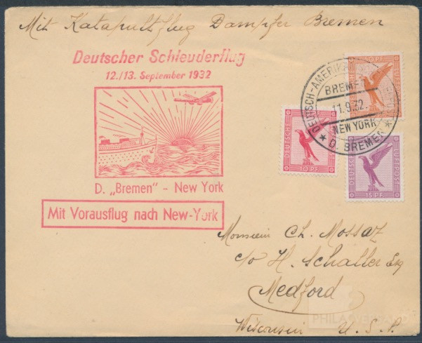 Catapult Flight 13.9.1932  | Michel-No. Graue K 129 d | Cover/Card