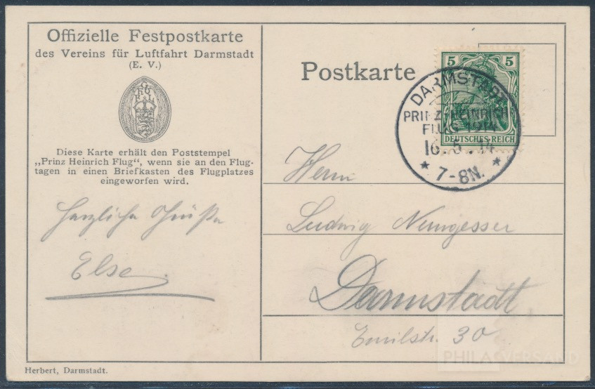 Prinz Heinrich airmail 1914  | Michel-No. PF 26-01 | Cover/Card