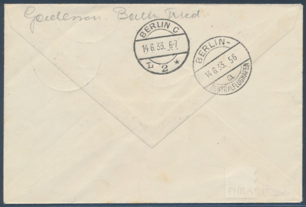 Catapult Flight 13.6.1933  | Michel-No. Graue K 144 c | Cover/Card