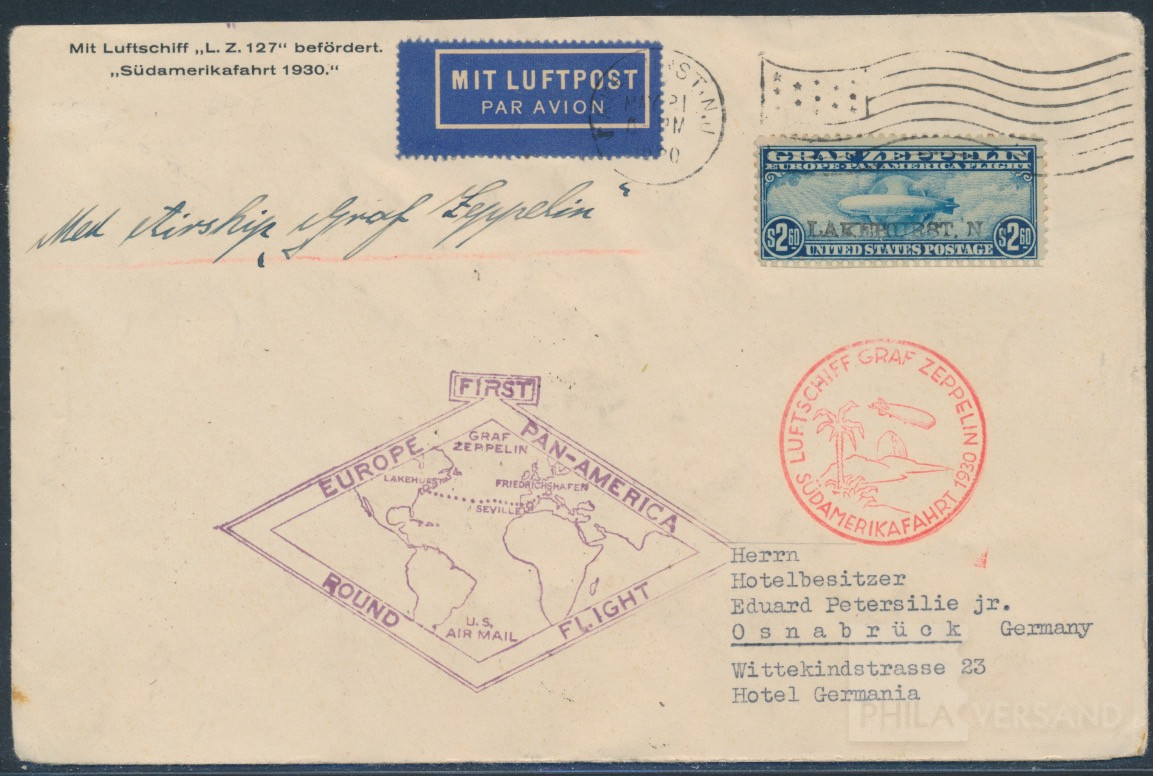 Südamerikafahrt 1930  | Michel-Nr. Sieger 64 F-H | Brief/Karte