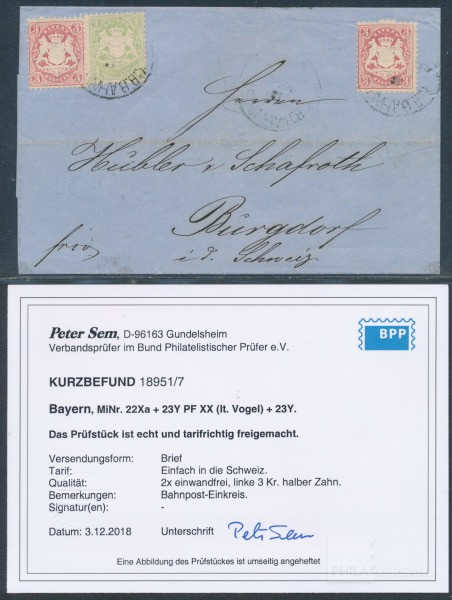 Wappen 1871  | Michel-Nr. Bayern 22, 23 (2) | Brief/Karte
