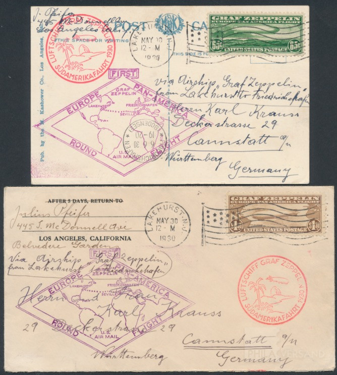 Südamerikafahrt 1930  | Michel-Nr. Sieger 64 F-H | Brief/Karte
