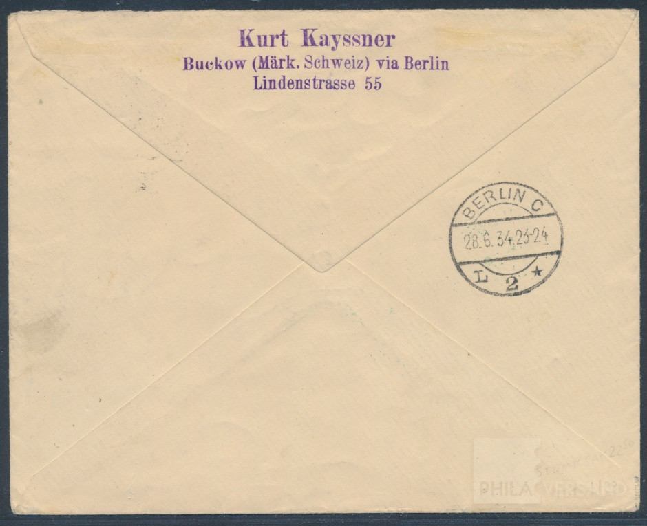 Catapult post 4.7.1934  | Michel-No. Graue 189 c | Cover/Card
