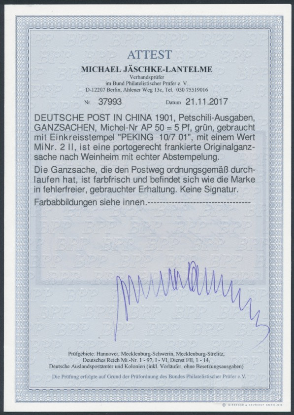 Petschili Ausgabe 1901  | Michel-Nr. AP 50 etc. | Brief/Karte