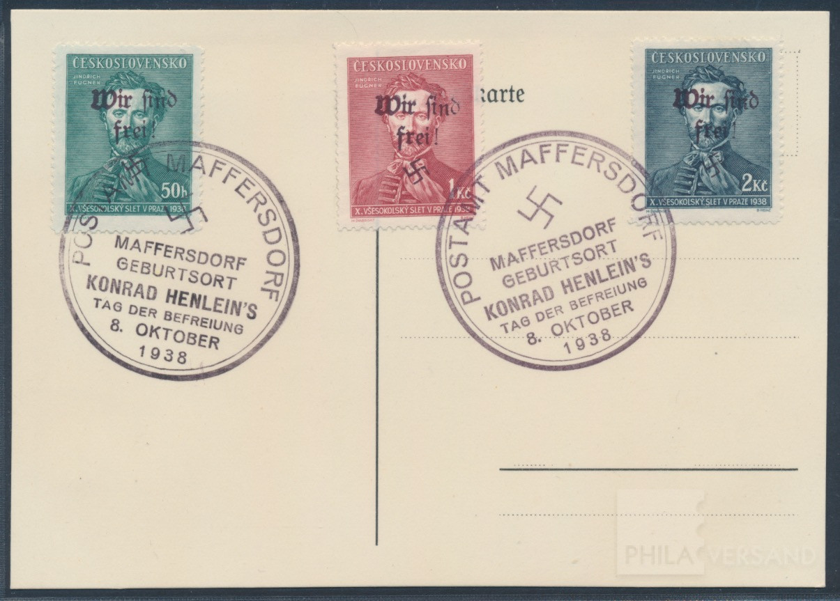 Maffersdorf 1938  | Michel-Nr. Maffersdorf 134-136 | gestempelt