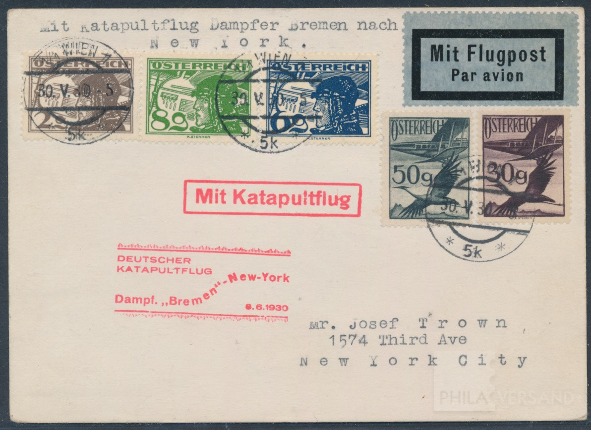 Catapult Flight 6.6.1930  | Michel-No. Graue K 25 AU | Cover/Card