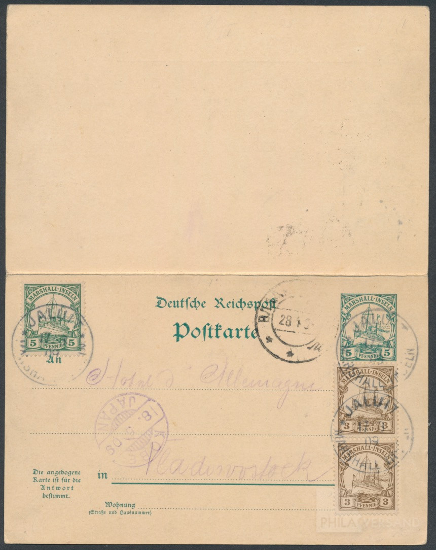 Yacht 1909  | Michel-Nr. P 13, 13 (2), 14 | Brief/Karte