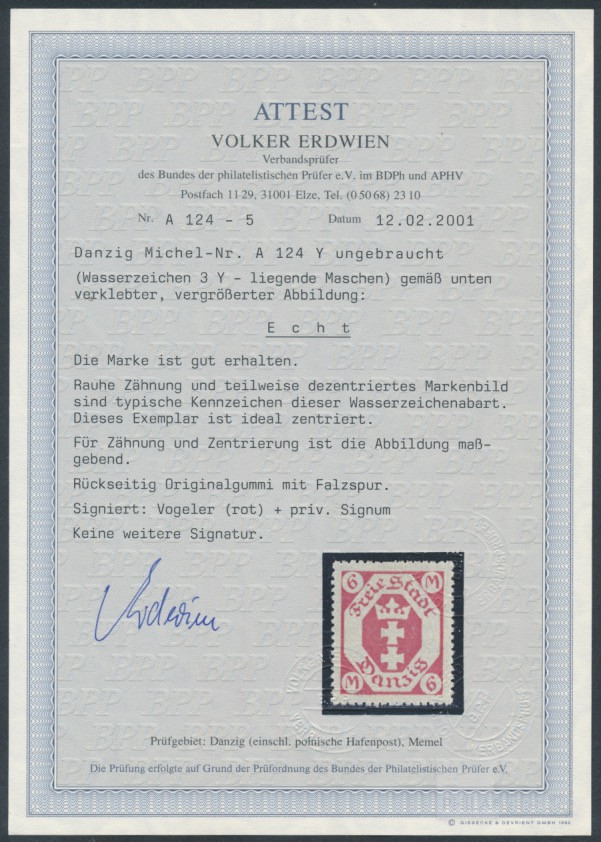 Wappen 1922  | Michel-Nr. A 124 Y | ungebraucht