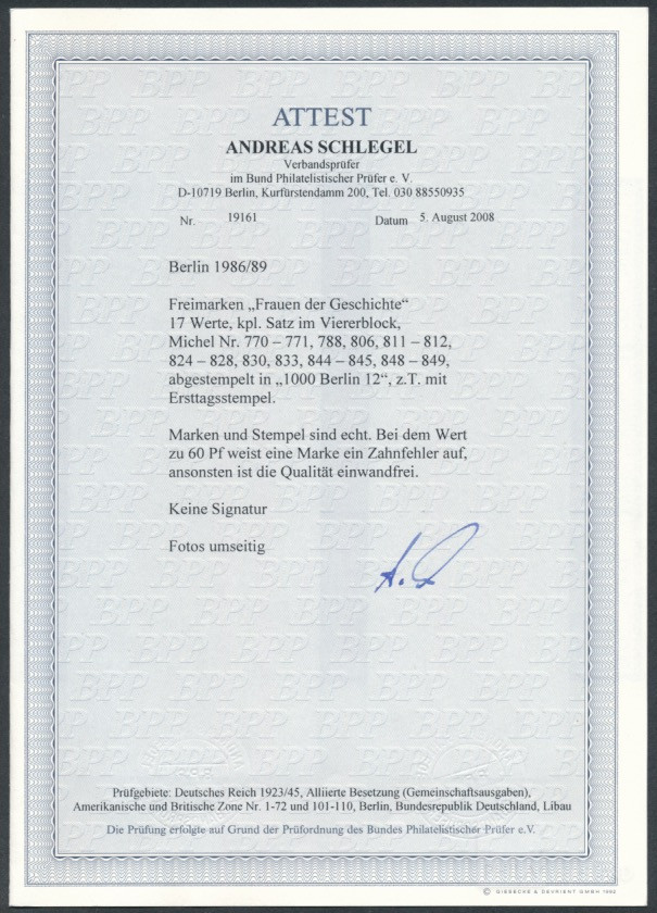 Frauen 1986/1989  | Michel-Nr. aus 770-849 | gestempelt