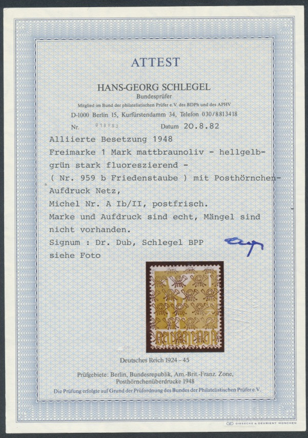 Taube 1948  | Michel-Nr. A I /II b | postfrisch