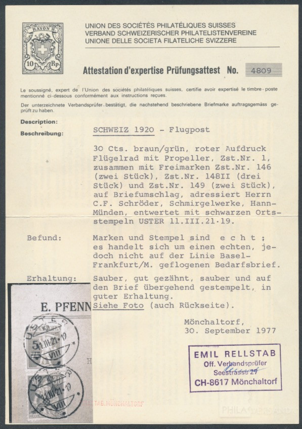 Basle to Frankfurt airmail 1920  | Michel-No. Handbuch RF 20czII | Cover/Card