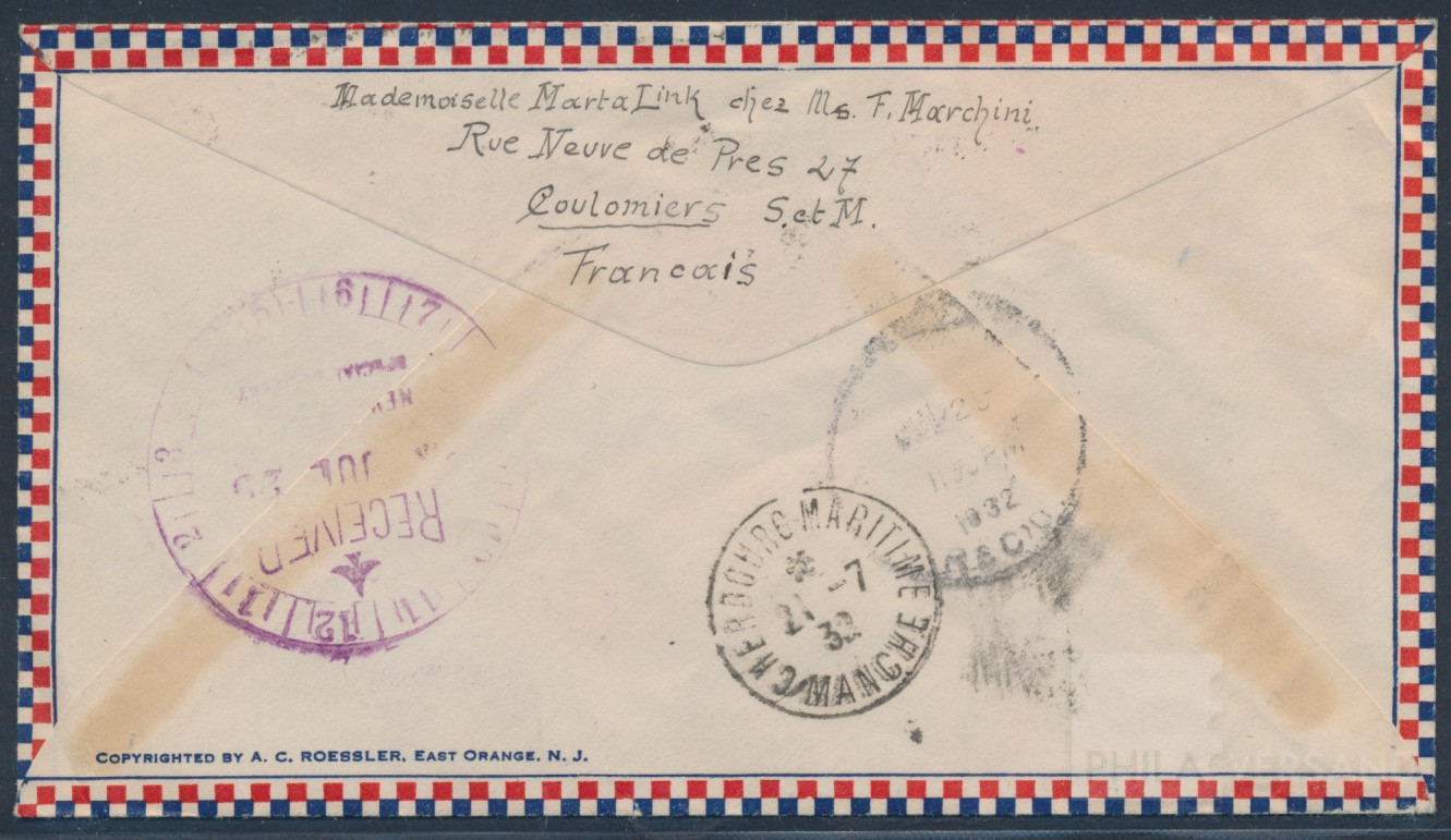 Catapult mail 24.7.1932  | Michel-No. Graue 117 (FR) | Cover/Card